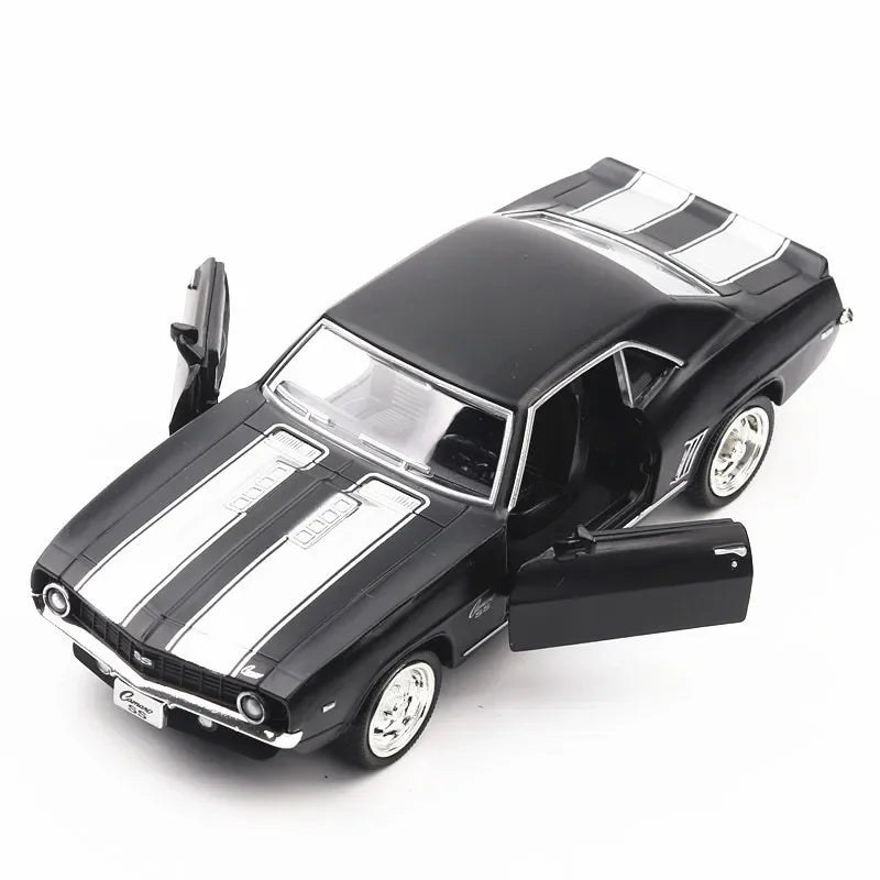 1:36 Chevrolet USA 1969 Camaro SS Vintage Matte Black Diecast Metal