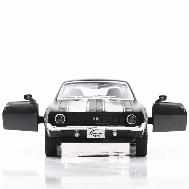 1:36 Chevrolet USA 1969 Camaro SS Vintage Matte Black Diecast Metal