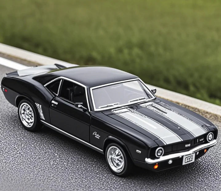 1:36 Chevrolet USA 1969 Camaro SS Vintage Matte Black Diecast Metal